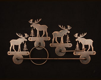 Moose Towel Bar Set: Rustic Copper Bath Hardware, Lakehouse Decor