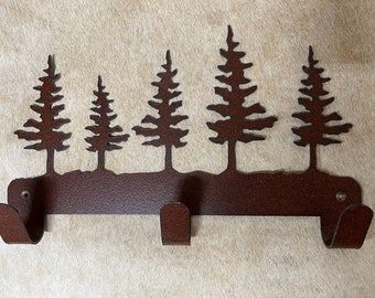 Pine Tree Robe Hook. Rustic Lodge Decor. Metal Wall Mounted Hooks. Towel Robe Hanger. Entryway Laundry Hooks. Pine Cedar Accent.