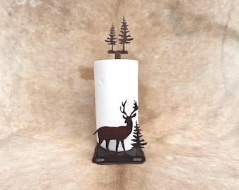Paper Towel Holder Deer Rustic Decor Kitchen Deer Gift Metal Paper Towel Stand Rustic Kitchen Lodge Decor Deer Gift Unique Lodge Decor