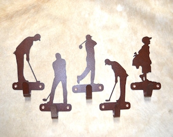 Golf Wall Hooks: Set of 5, Golfer Gift, Entryway Decor Golf Hat Hooks Coat Rack