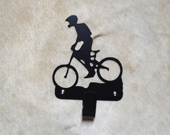 Downhill Biker Metal Wall Hook: Rustic Coat Rack