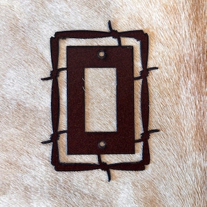 Barbwire Switch Plate Cover All Configurations Available. Rustic Home Accent. GFI Rocker Toggle Outlet Plug Metal Wall Mount.