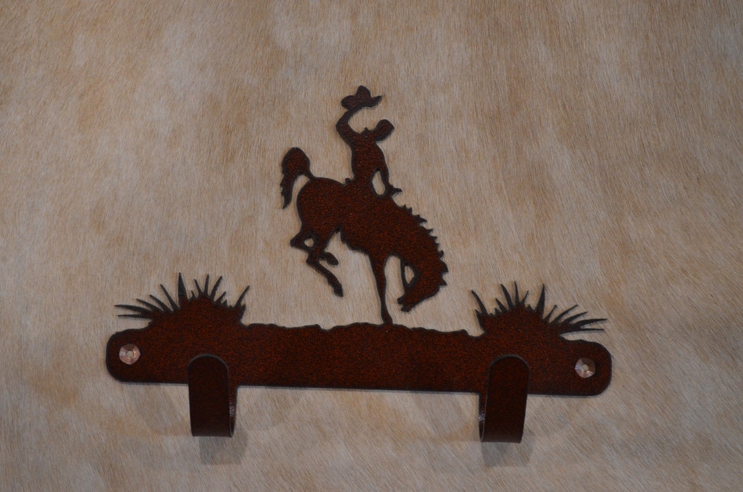 Bucking Bronco Wall Hook. Rustic Lodge Wall Art. Metal Wall Mounted