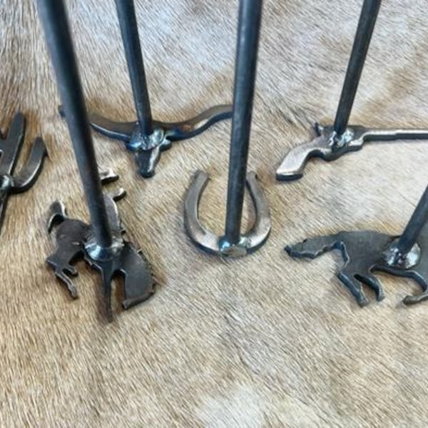 Western Branding Iron Bundle: Steak Brands, Cowboy Grill Gift, 2"-3" in size, 10" Handle, Handmade Branding Iron