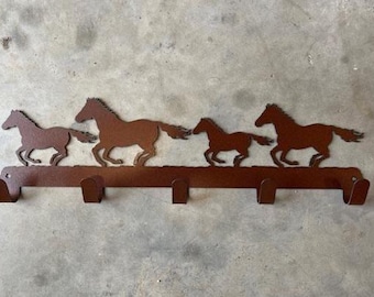 Rustic Horse Wall Hooks: Equestrian Coat, Hat, and Ribbon Holder