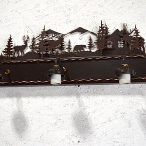 Rustic Lodge Bathroom Vanity Light: Moose, Elk, Bear, Deer image 3