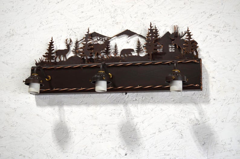 Rustic Lodge Bathroom Vanity Light: Moose, Elk, Bear, Deer image 3