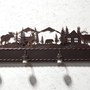 Rustic Lodge Bathroom Vanity Light: Moose, Elk, Bear, Deer