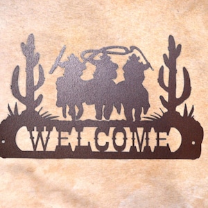 Posse Welcome Sign Western Cowboy Sign Kids Cowboy Room Western Welcome Sign Cactus Southwest Welcome SIgn Metal Wall Art Cowboy Cactus
