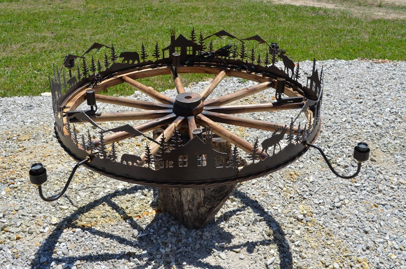TheRusticPatina Wagon Wheel Chandelier