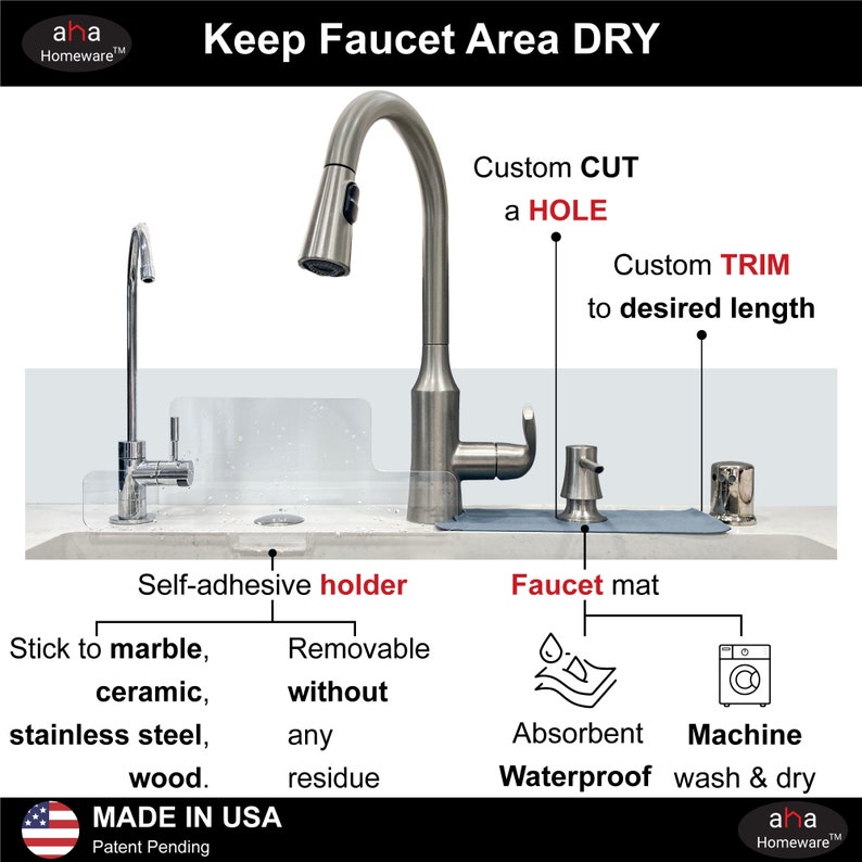 Kitchen Faucet Sink Splash Guard Keeps Faucet Counter Dry Etsy