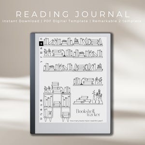 Reading Tracker per Remarkable 2, diario di lettura digitale, Book Tracker, modello di recensione di libri, download digitale per tablet Remarkable