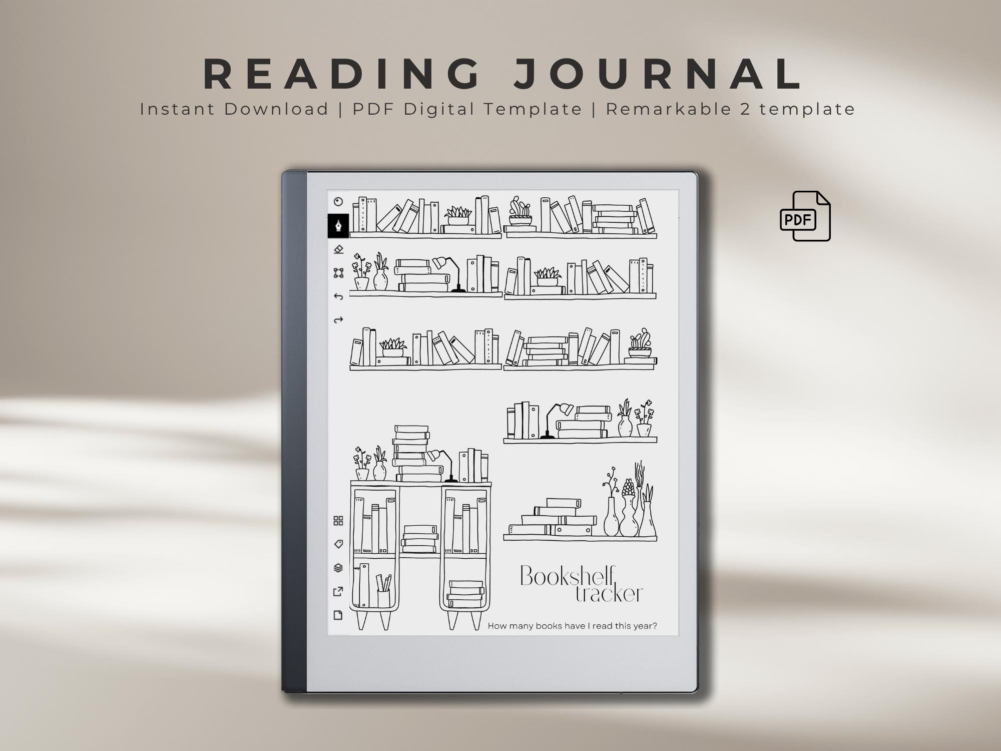 Reading Tracker for Remarkable 2, Digital Reading Journal, Book Tracker,  Book Review Template, Remarkable Tablet Digital Download