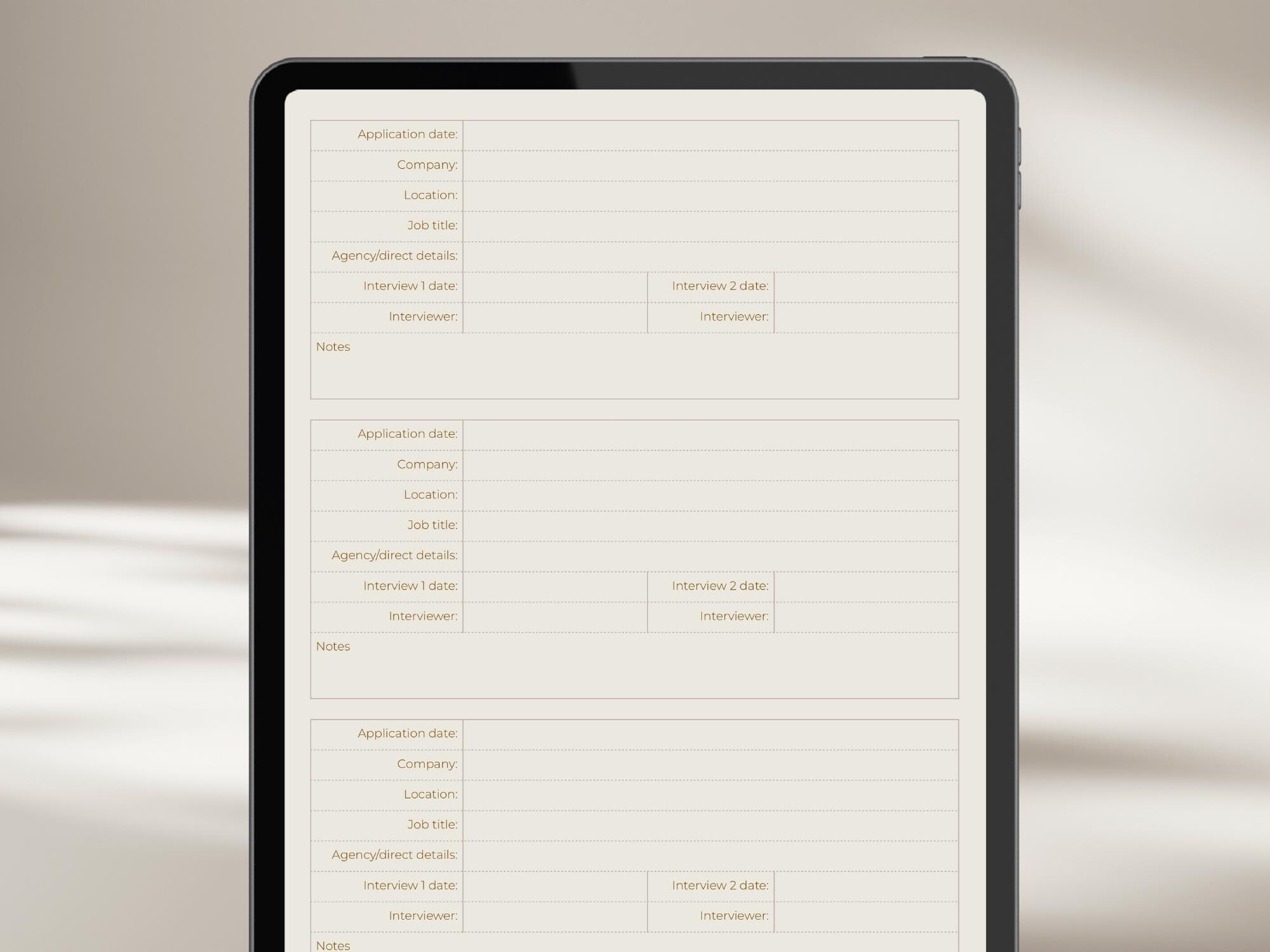 Job Application Tracker Template: Interview Prep (digital Download) - Etsy