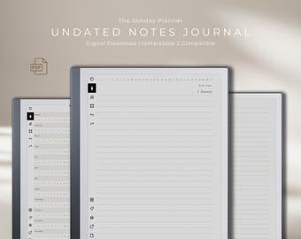 Undated Note Pages, reMarkable 2 Template Daily Journal for Wellness Diary