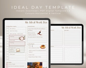 Ideal Day Digital Planner Template: Daily Routine & Habit Tracker (Digital Download)