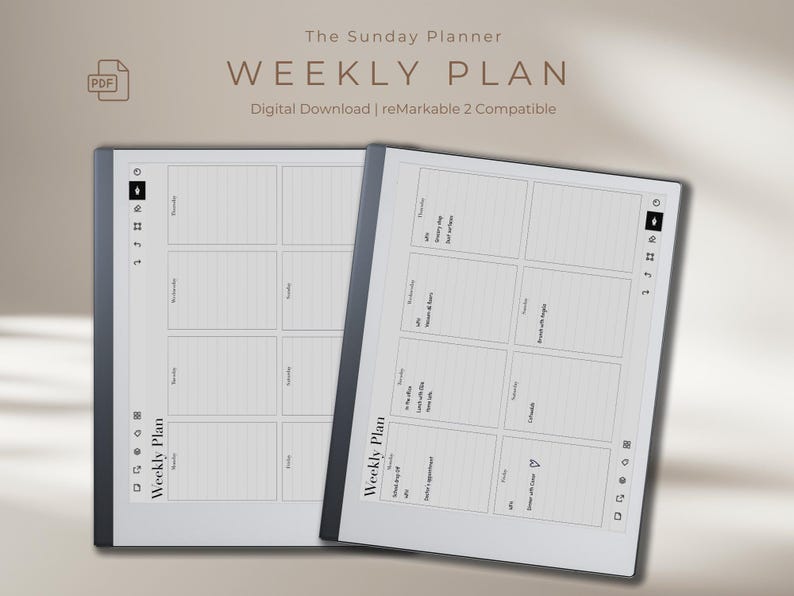 Remarkable 2 Digital Template Weekly Notes Planner Instant Download ...