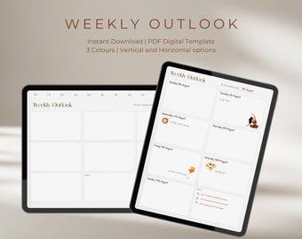 Weekly Planning Single Page Template Instant Download Week Outlook Digital Planner for Goodnotes and Notability Weekly Journal