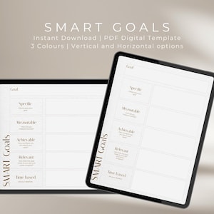 SMART 目標デジタル テンプレート 目標設定プランナー 即時ダウンロード 目標追跡 シングル ページ テンプレート Goodnotes デジタル ダウンロード用