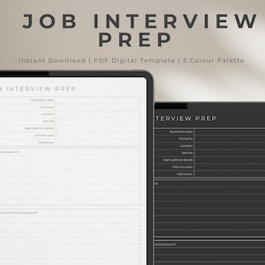 Job Interview Preparation Template: Career Planning PDF (Digital Download)