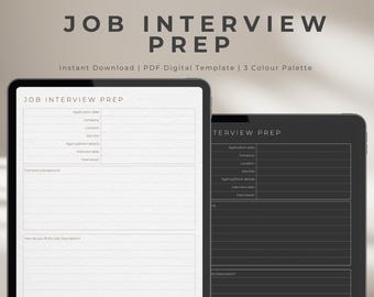Plantilla de preparación para entrevistas de trabajo: Planificación de carrera (PDF) (Descarga digital)