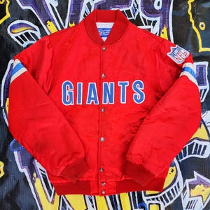 Rare! Vintage 1980s New York Giants Escudero Red Satin Jacket 36 S