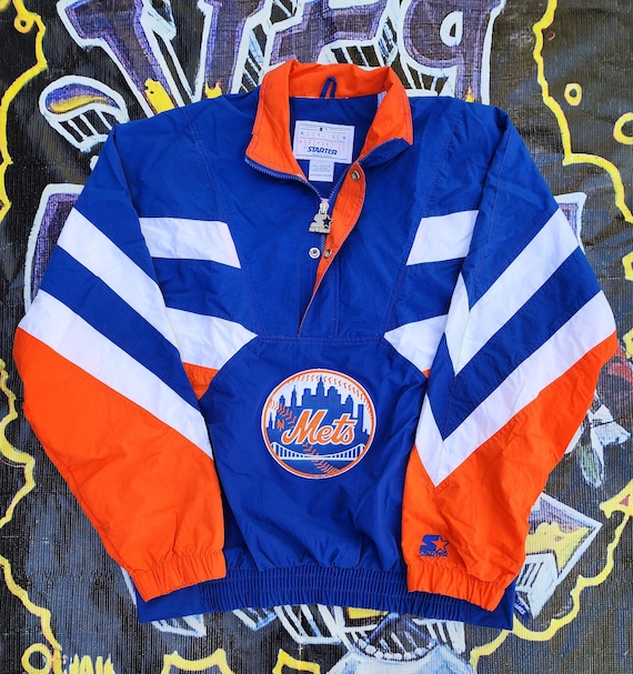 BNWOT Vintage 90s New York Mets Starter Light Jacket Blue Orange