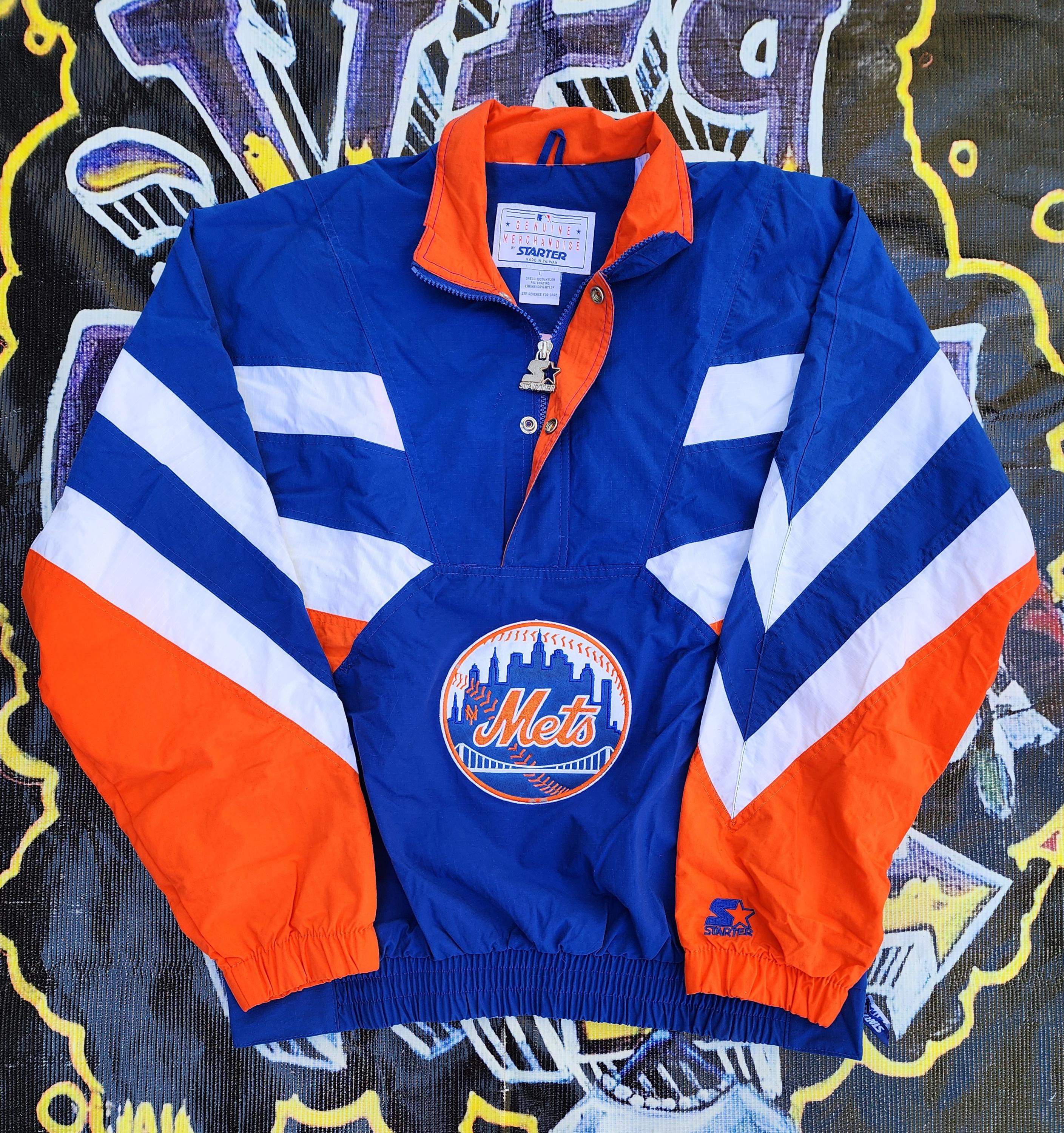 BNWOT Vintage 90s New York Mets Starter Light Jacket Blue Orange