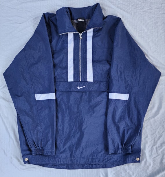 Vintage 90s Cream Navy Nike Embroidered Windbreaker XL