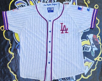 Rare!!! Vintage 80 90s Los Angeles Dodgers Starter Jersey Red Blue Script Large