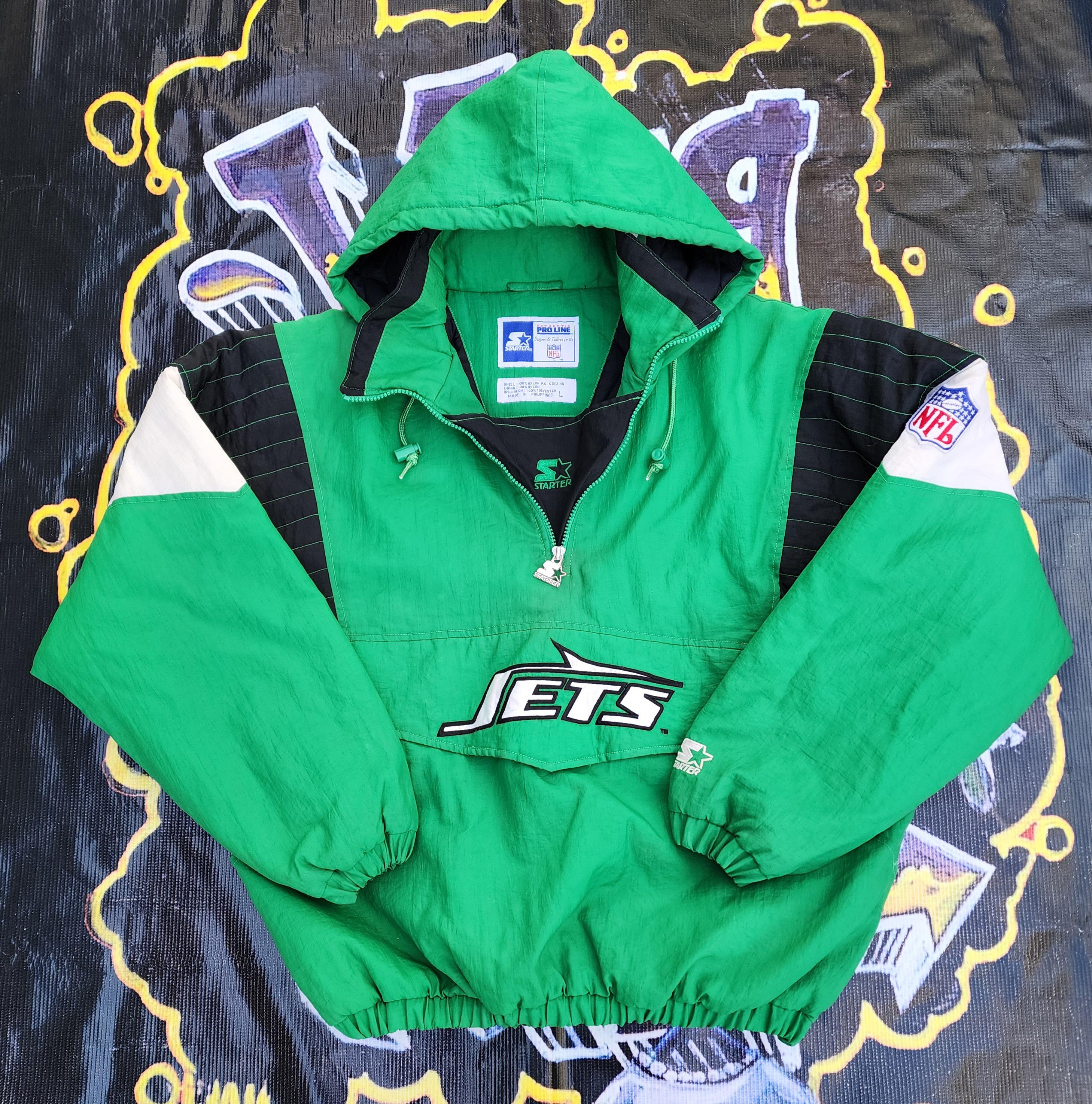 Vintage 1990s New York Jets Starter 1/2 Zip Pouch Jacket L-XL