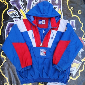 Vintage 1990s New York Rangers Starter Pouch Color Block Jacket Medium