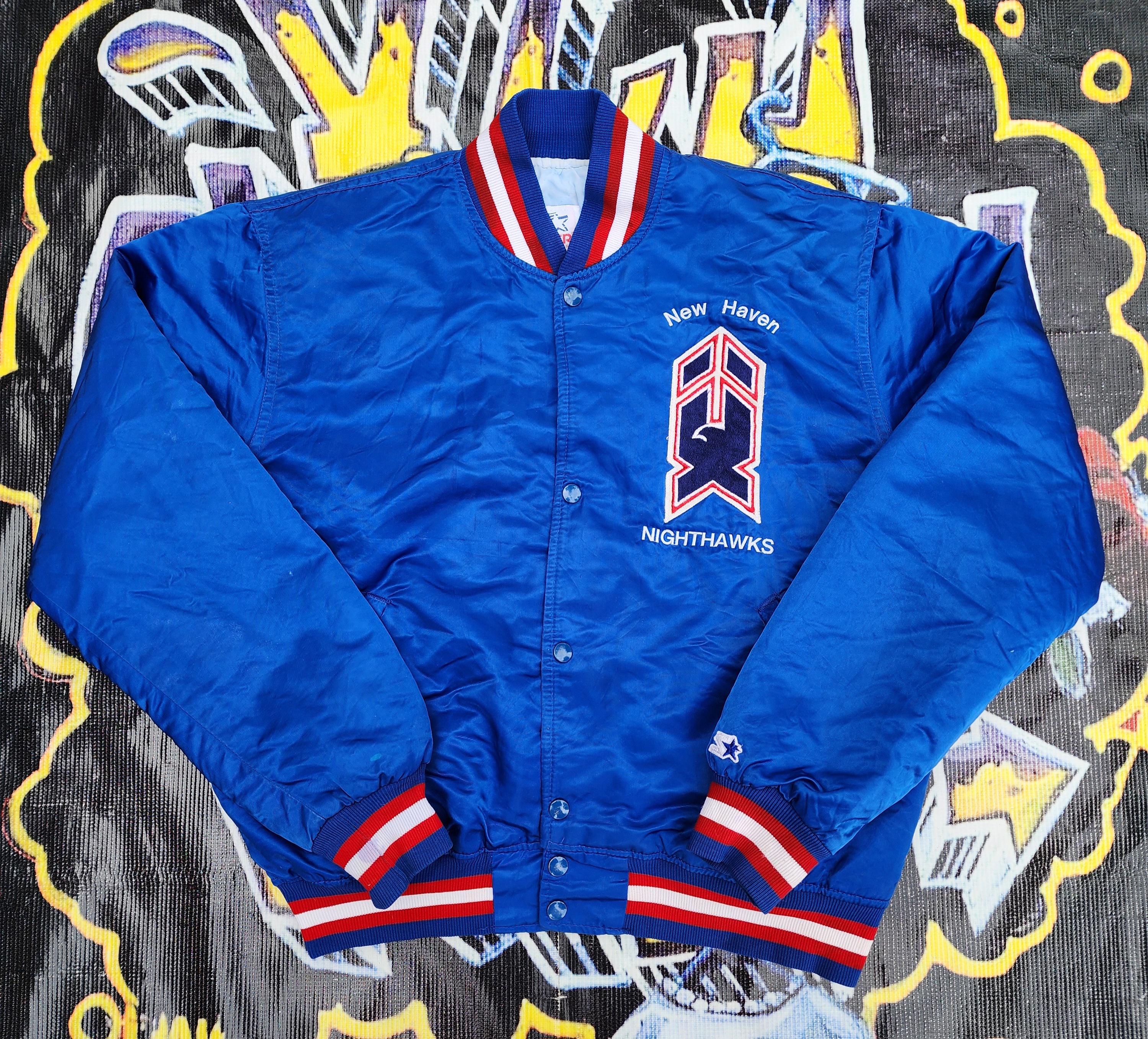 Rare!!! Vintage 80s New Haven Nighthawks Starter Satin Bomber