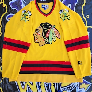Vintage 1990s Chicago Blackhawks Starter Yellow Jersey XL