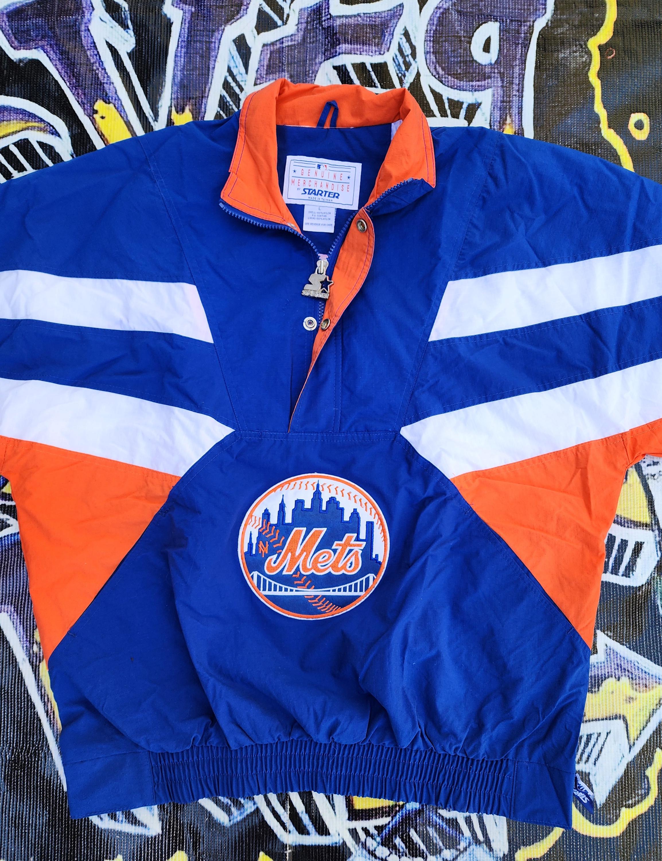 BNWOT Vintage 90s New York Mets Starter Light Jacket Blue Orange 