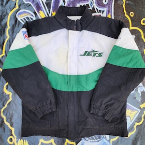 Vintage 1990s New York Jets Apex One Wave Puffer Jacket Large