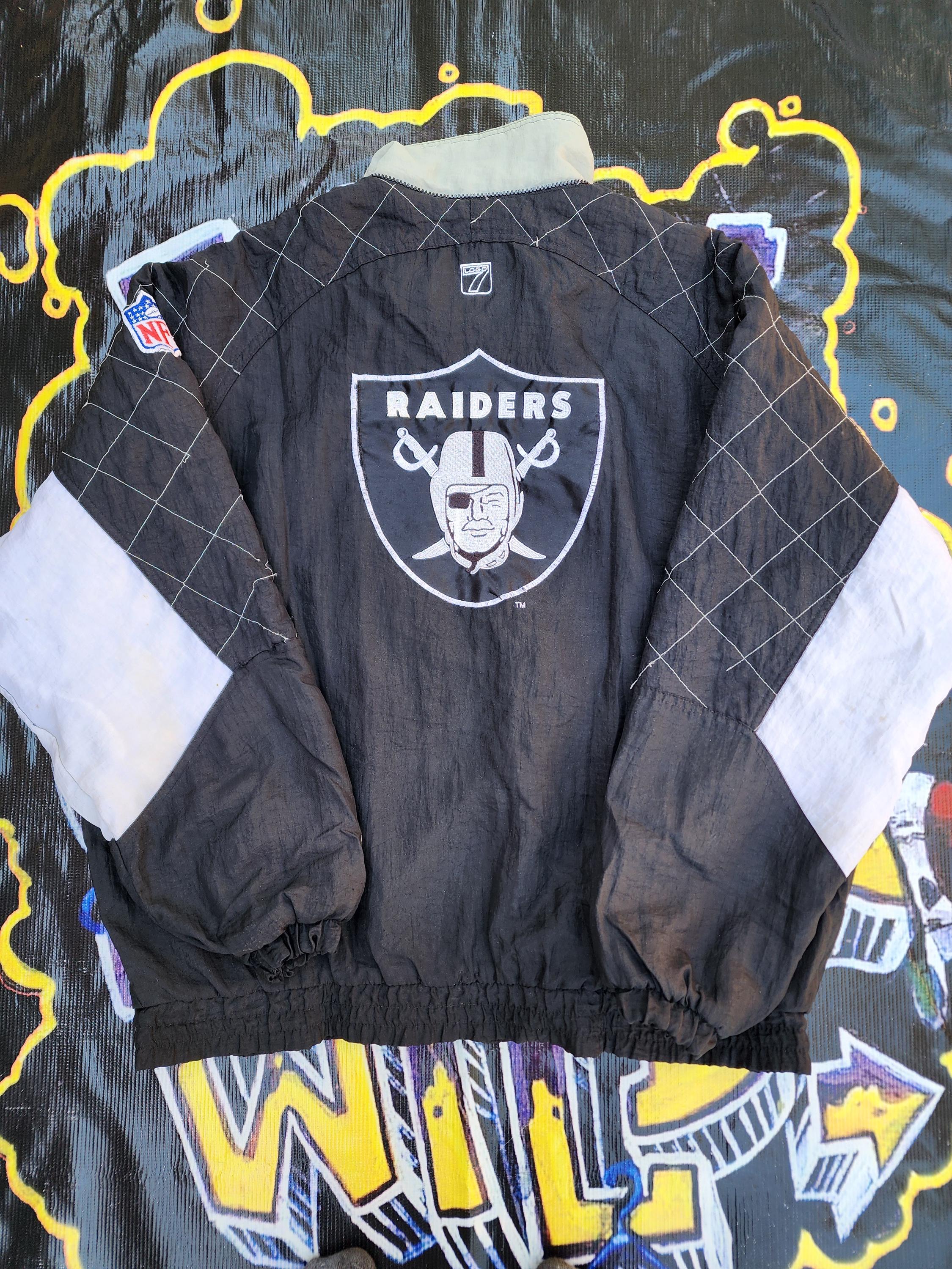 Vintage 1990s Oakland Los Angeles Las Vegas Raiders Logo 7 Quilt