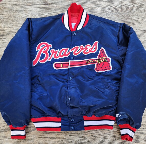 Vintage 1980s Atlanta Braves Satin Bomber Starter Jacket SPELL OUT - X –  Rad Max Vintage