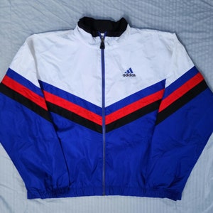 Vintage 1990s Adidas Blue Black White Red Full Zip Track Jacket XL