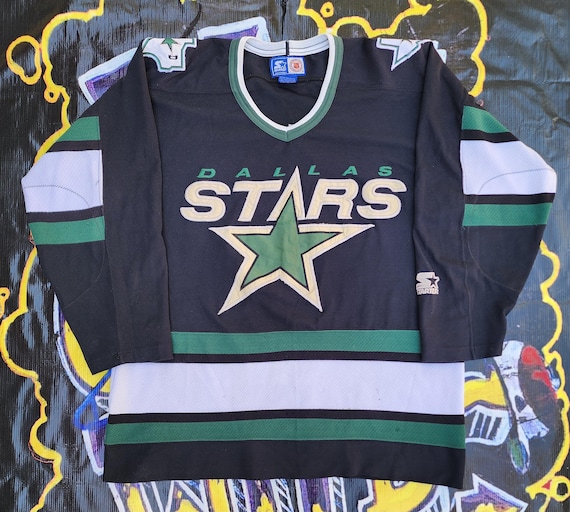 Maillot De Hockey Vintage Dallas Stars Années 90 - Taille L, Noir, Marque Starter, Occasion