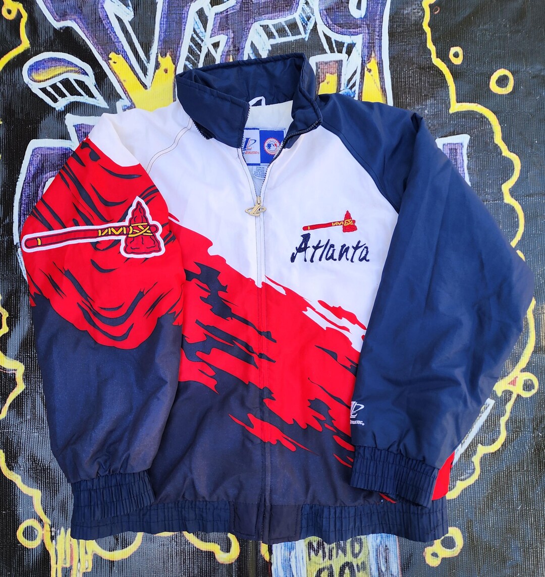 Vintage 90s Atlanta Braves Logo Athletic Splash Puffer Jacket M