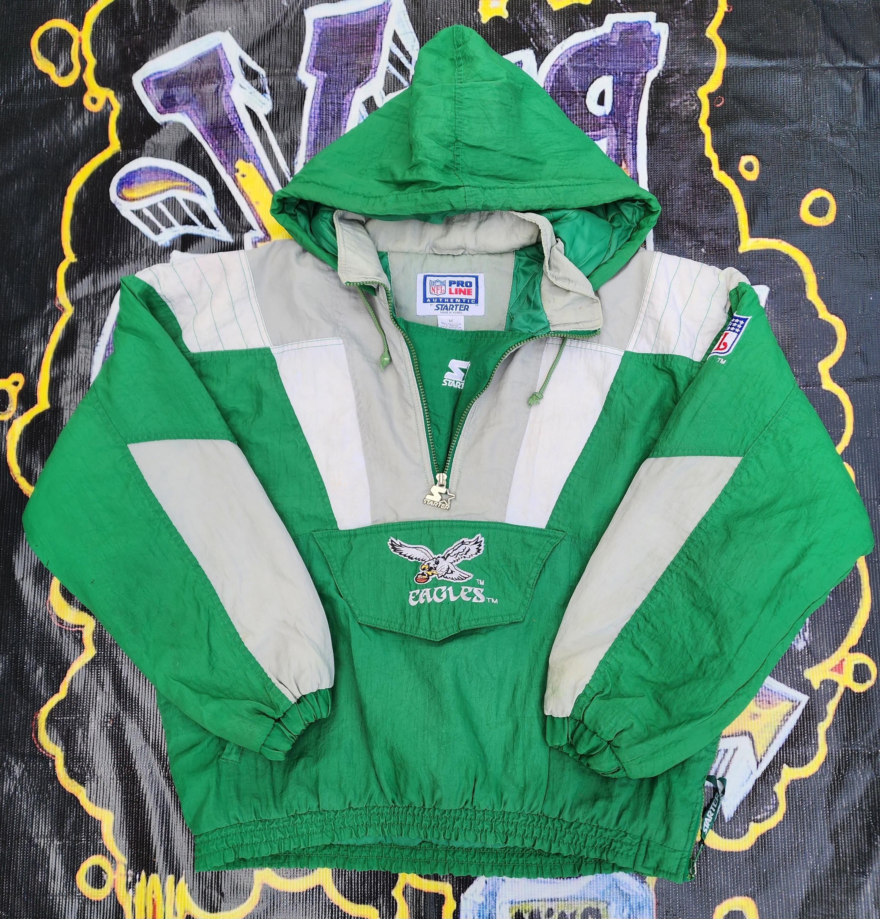 Vintage 1990s Philadelphia Eagles Starter Pouch Color Block Jacket