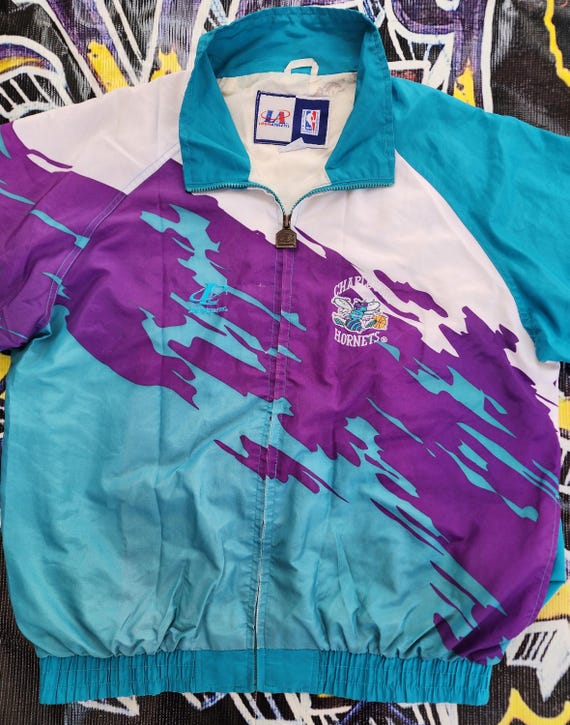 Vintage 1990s Charlotte Hornets Logo Athletic Splash Windbreaker