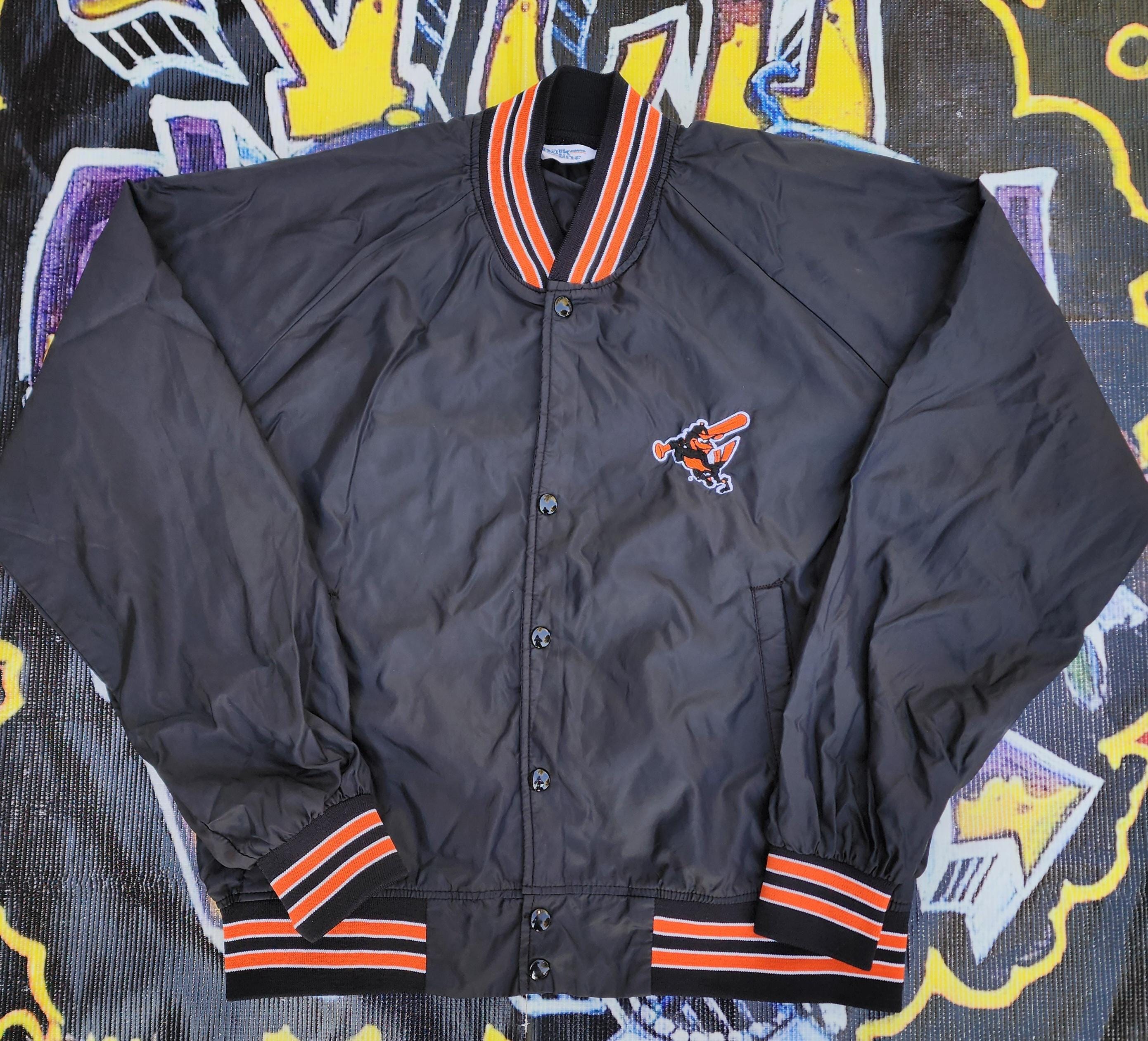 【大特価】バルチモア・オリオールズ スタートジャケット スタジャン　90s Starter Black and Orange Satin Baltimore Orioles 90s Jacket
