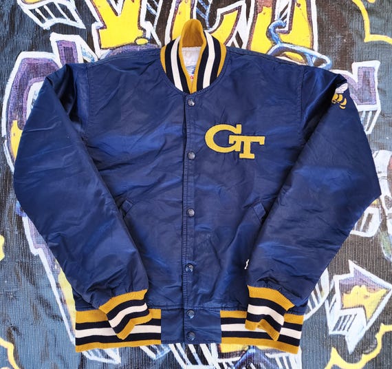 Vintage 90s Georgia Tech Buzz Bees Starter Satin Bomber Jacket