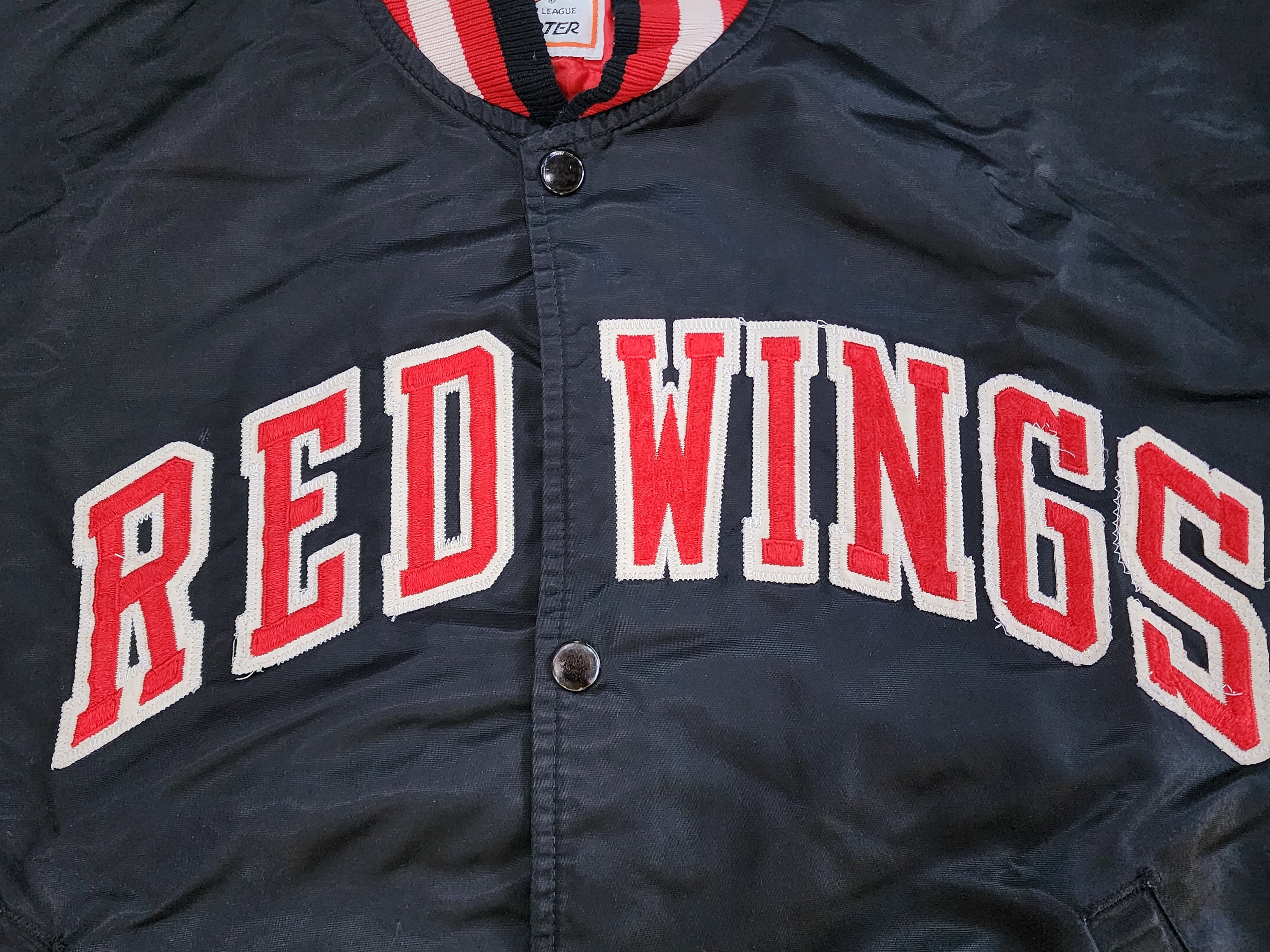 Vintage 1990s Detroit Red Wings Starter Satin Jacket Black Large 