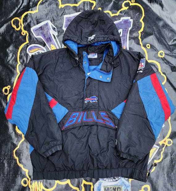 90s STARTER NFL Buffalo Bills ナイロンジャケット Vintage 90s Buffalo Bills Starter Pro Line Pouch Space Font Jacket