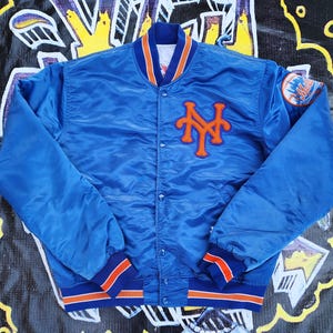 Vintage 80s 90s New York Mets Satin Bomber Jacket Large