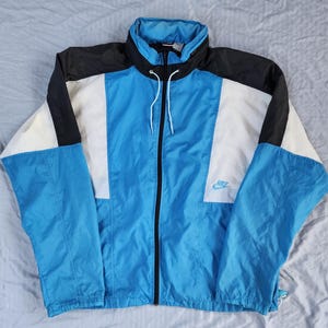 Vintage 1980s Nike Blue Black Green Windbreaker XL - Etsy