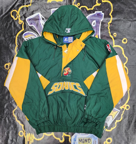 STARTER NBA SONICS ナイロンジャケット プルオーバー Vintage 1990s Seattle Supersonics Sonics Starter Pouch Space Font